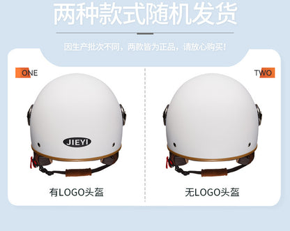 3C Certified Helmet for Women, Electric Vehicle, Men's Motorcycle, All-Season Half Helmet, Winter Warm and Anti-Fog Retro Helmet