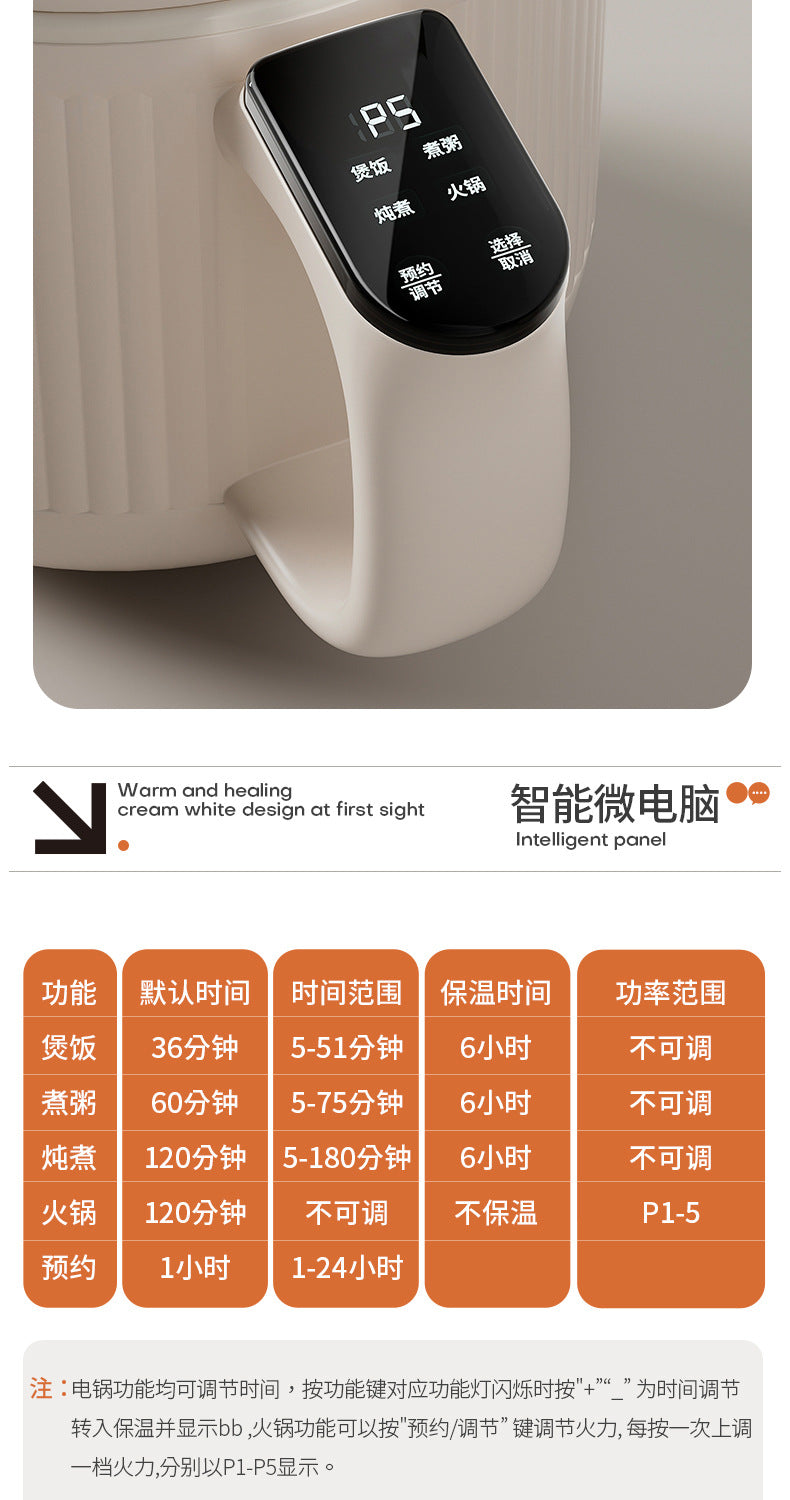 Light Sugar Rice Cooker Ceramic Glaze Non-stick Mini Electric Cooking Pot for Cooking Rice Dormitory Household Cooking Noodles Rice Soup Separating Rice Cooker