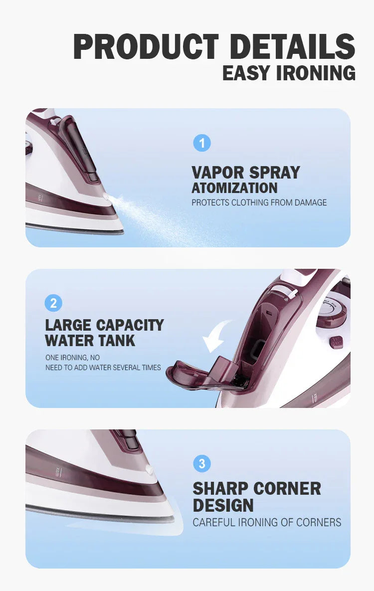 2500w High-power Steam Iron Household Electric Iron Steam Hand-held Small Ironing Clothes Dry And Wet Dual-use Electric Iron