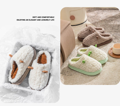 Cotton Slippers for Women, Cute Girly Heart, Indoor Home, Non-Slip, Warm, Couple Style, Dormitory Wearable Slippers for Men, Autumn and Winter