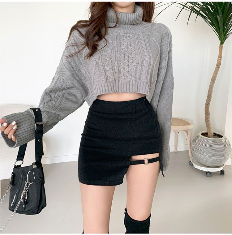 Black Skirt, Hip-Covering Skirt, Female Summer Sexy Sexy Short Skirt, Petite Design, High-Waisted Skirt, Trendy Autumn and Winter