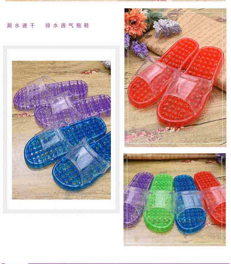 Couple Bathroom Slippers Men's Summer Non-slip Home Indoor Bathing Women's Sandals Thick Bottom Massage Leakage Home Shoes