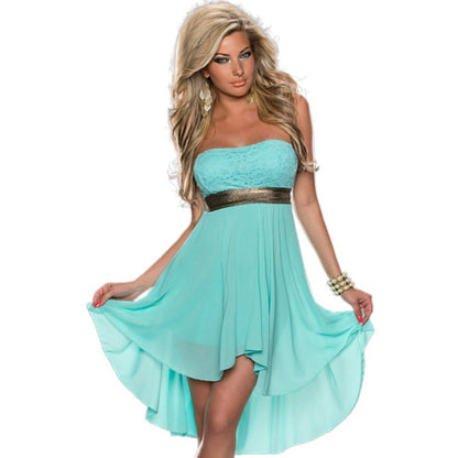 N158 Supply Export European and American Clothing Gold-Plated Sequins Contrasting Chiffon Dress Multi-Color and Multi-Size