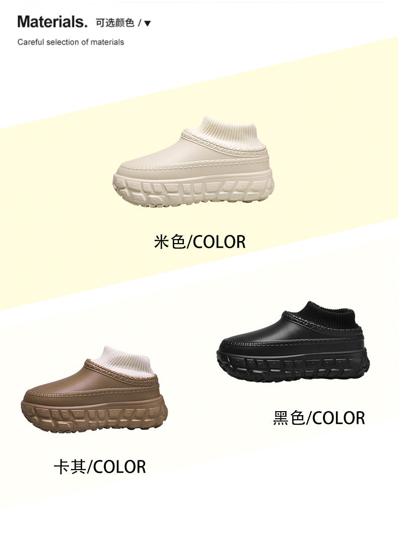 Winter Cross-Border Thick-Soled Cotton Slippers for Couples with Tire Soles, Warm Socks and Shoes for Men, Cotton Tow