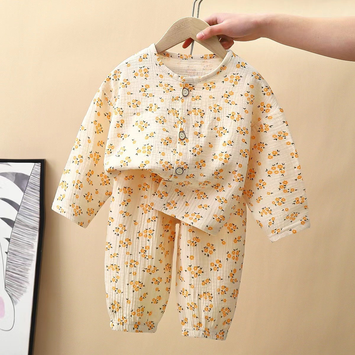 New Class A Children's Cotton Yarn Pajamas suit Boys and Girls Home Clothes Two-piece Cotton Baby's Spring and Autumn and Summer Children's Clothing