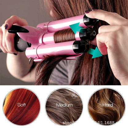 Hot sale three-tube curling iron three-rod curling iron water ripple hairdressing stick egg roll electric splint iron big wave