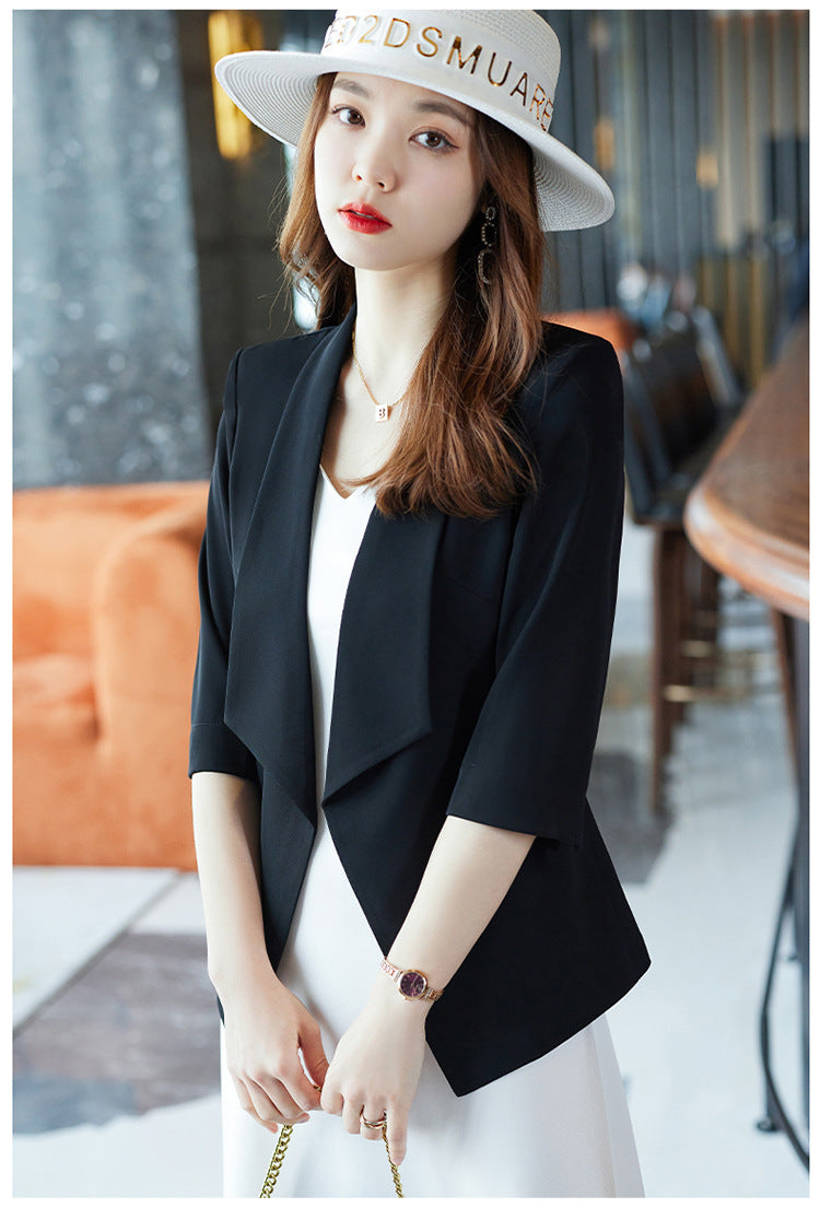 [Three-Quarter Sleeve Dress] Women's Formal Suit Dress, Korean Style Fashion Professional Attire, Small Blazer Dress for Spring and Summer