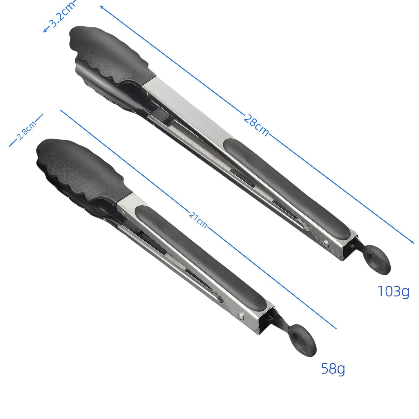 Silicone Clips for Kitchen Non-Stick Pans, Anti-Scalding and High Temperature Resistance, Household Barbecue and Steak Special Set, Stainless Steel Food Clips