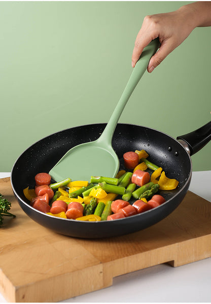 Acura Green Silicone Kitchenware Non-stick Cookware with Spade and Spoon Set Easy to Clean Kitchen Silicone Heat-resistant Kitchenware Five-piece Set