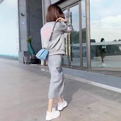 Spring Women's Shenzhen Nanyou New High-end Sense Fried Street Sweatshirt Dress Slim-fit Hip Skirt Two-piece Dress