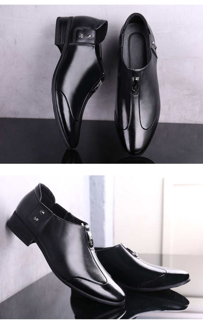 Men's Business Formal Wear Genuine Leather Black Patent Leather Shoes Men's Trendy Shoes for Work Spring and Autumn Korean Style British Pointed Toe Men's Shoes