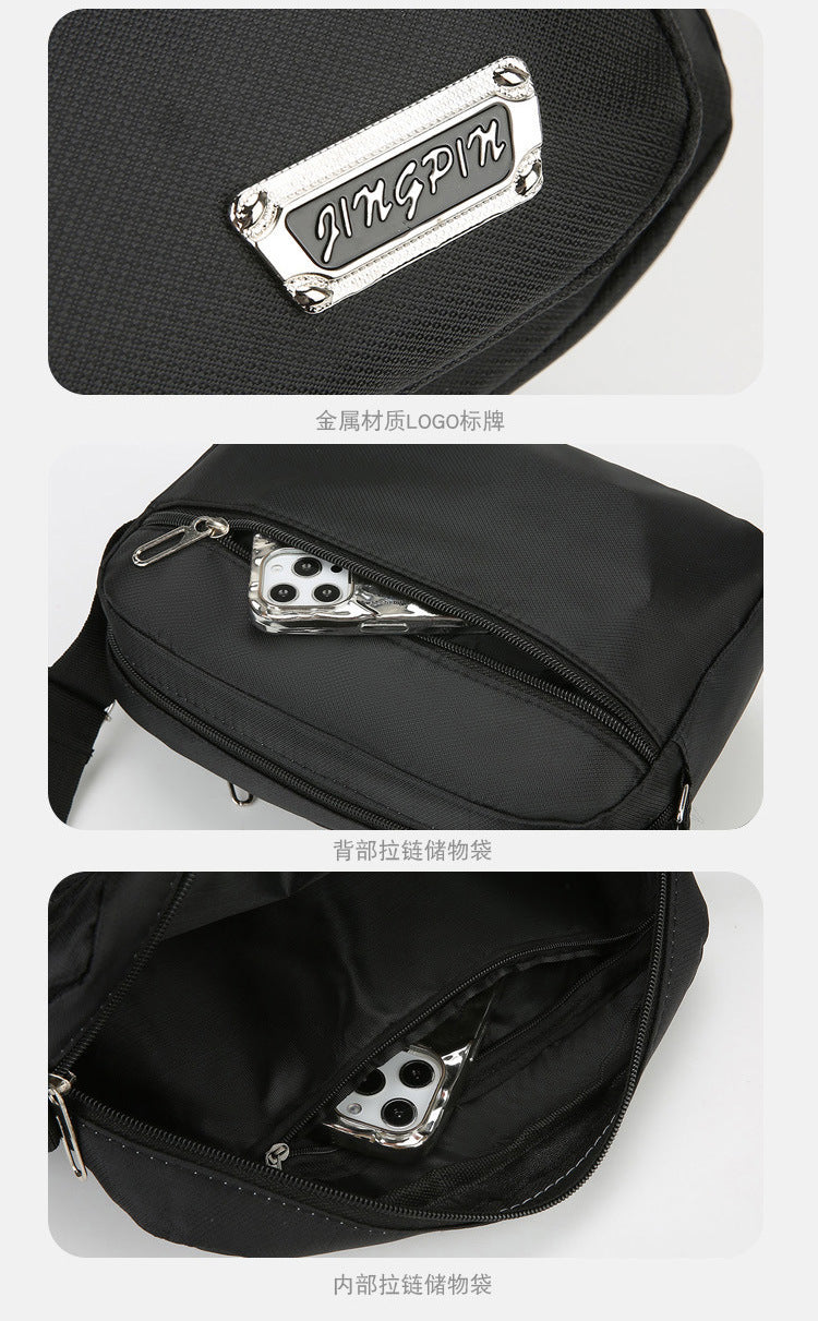 New Men's Coin Purse Casual Large Capacity Chest Bag Multi-layer Large Capacity Shoulder Bag Simple Solid Color Crossbody Bag