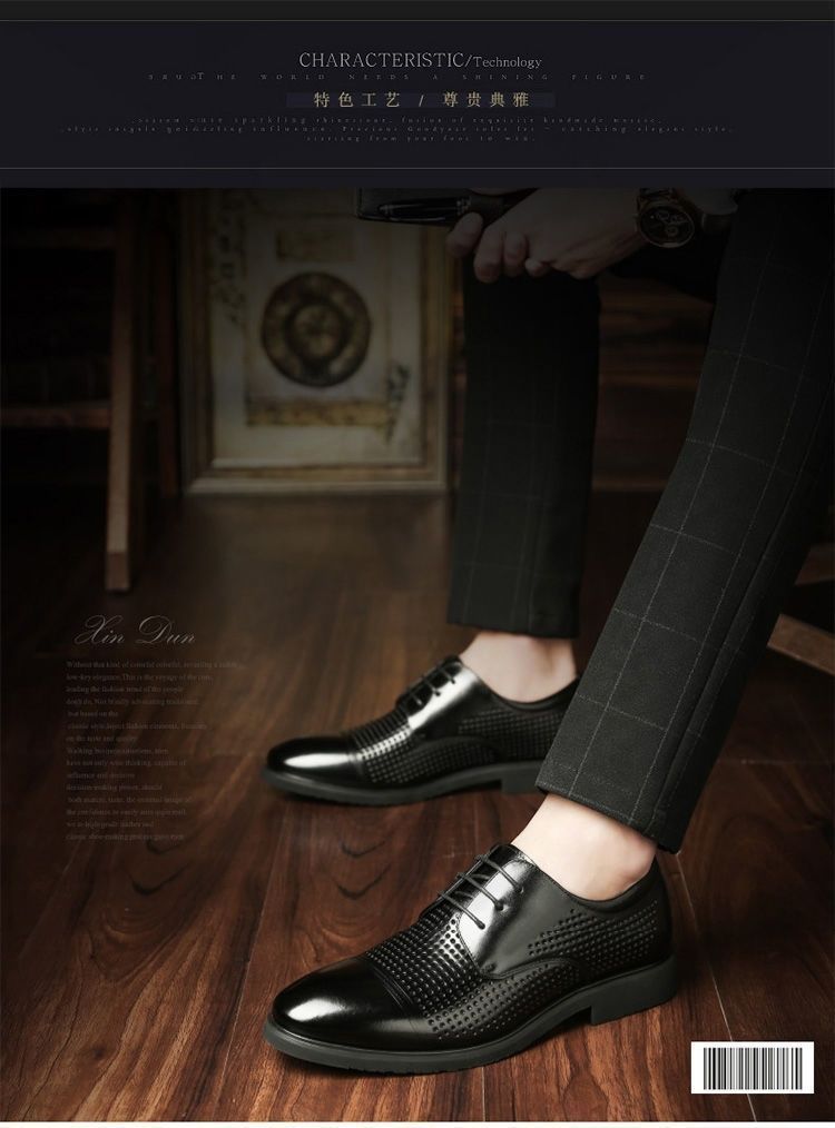 [100% cowhide] 2023 new autumn genuine leather shoes men's non-slip breathable business work shoes dad shoes