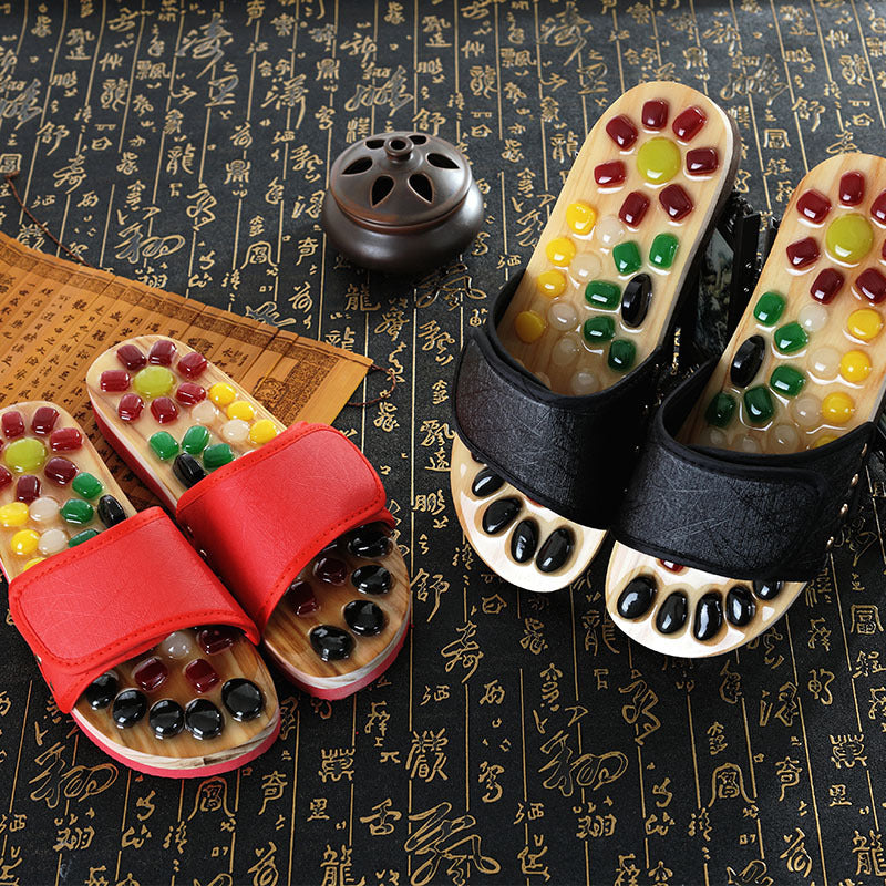 Home Foot Imitation Colored Jade Health Massage Slippers Acupoint Foot Massage Shoes Men's Massage Shoes Wear-Resistant Sandals Women's Summer