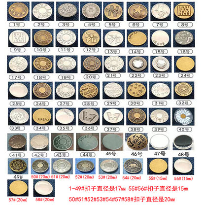 Wholesale In-Stock Waist-Cinching Button-Free Detachable Jeans Buttons, Eco-Friendly Buttons, Screw Metal I-Shaped Buckles