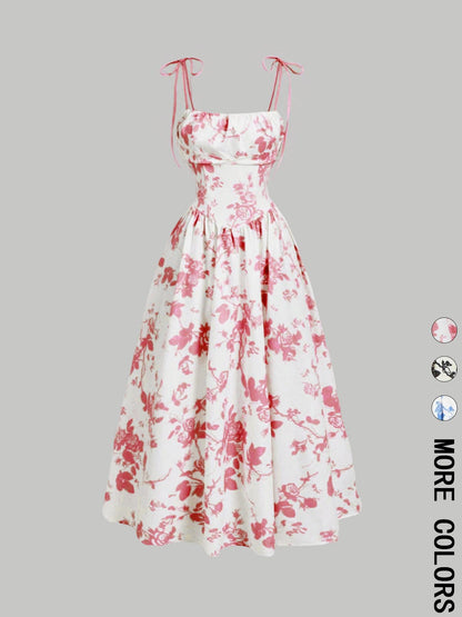Amazon 2025 European and American New Women's Floral Printed Sling Homecoming dress Summer Sun Dress Spring Dress