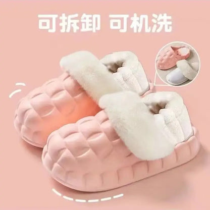 Women's Winter Cotton Slippers with a Stepping-On-Clouds Feel, Trendy Casual Closed-Toe Indoor Waterproof Warm Thick-Soled Cotton Slippers for Women