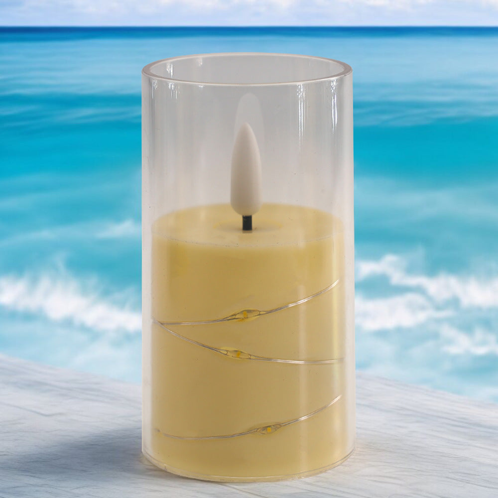 Flameless Candle Battery Powered Candle LED Fairy Light Plexiglass Candle with Remote Control Holiday Candle