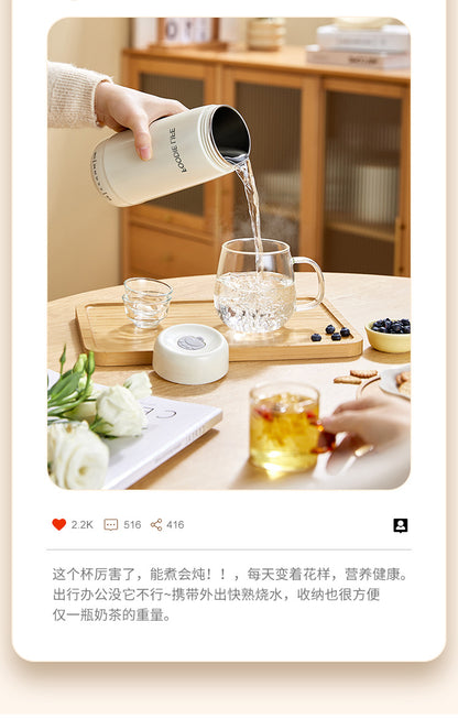 Portable Electric Water Cup Burning Water Cup Health Cup Travel Electric Stew Cup Small Burning Water Heating Thermos Gift Pack