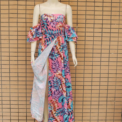 2020 Summer European and American New Sexy Strapless Printed Dress Cross-border Women's Dress