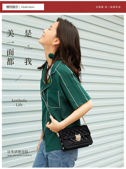 Chain Bag Women's 2024 New Trendy Fashionable Black Rhomboid Shoulder Crossbody Small Square Bag High-grade Commuter Shoulder Bag