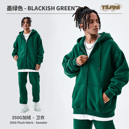 Tilani Men's Sweatshirt Cross-Border Casual Sports Suit Fashionable Pure Color Sweatshirt for Men and Women Simple Zipper Hoodie