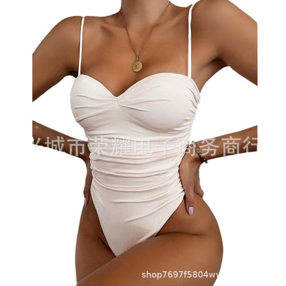 New 2024 Foreign Trade Cross-border Women's One-piece Swimsuit European and American Leopard Print One-piece Swimsuit Bikini Bikini