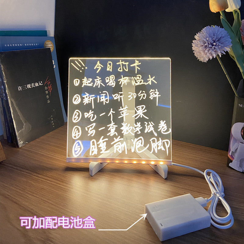 Children's Transparent Luminous Large Writing Board Household Erasable Small Whiteboard Acrylic Stand Message Board Cartoon with Light