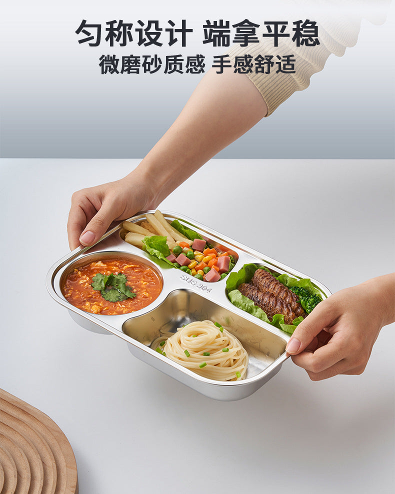 Hongjun Da 304 Stainless Steel Dinner Plate with Cartoon Patterns, Children's Dinner Plate, Kindergarten Divided Plate, Baby Food Plate