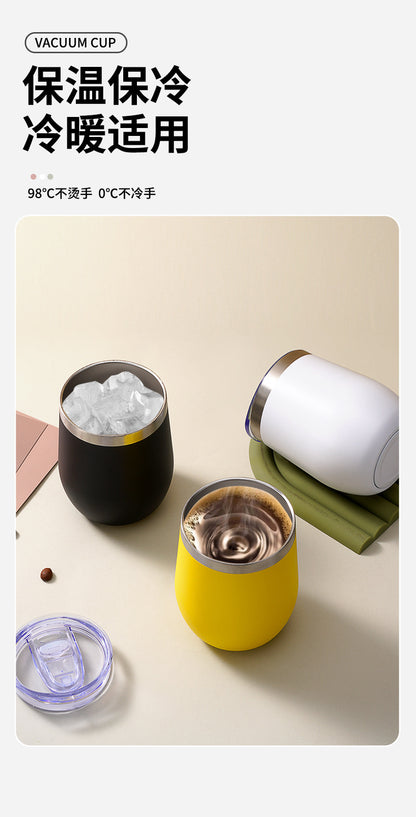 304 Stainless Steel Eggshell Cup Portable Cross-Border U-Shaped Wine Thermos Cup 12oz Cup American Style Wholesale Aviation Cup