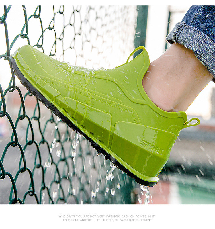 Cross-border Explosions Fashion Rain Boots Men's Non-slip Rubber Shoes Thick Sole Wear-resistant Outer Wear Rain Boots Non-slip Kitchen Water Shoes Men