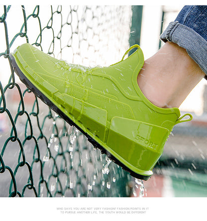 Cross-border Explosions Fashion Rain Boots Men's Non-slip Rubber Shoes Thick Sole Wear-resistant Outer Wear Rain Boots Non-slip Kitchen Water Shoes Men