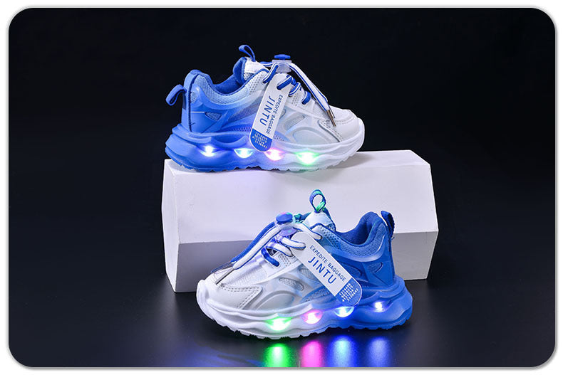 Children's Sports Light-up Gradient Shoes 2025 New Female Torre Shoes Small and Medium-sized Kids Boys and Students LED Luminous Running Shoes