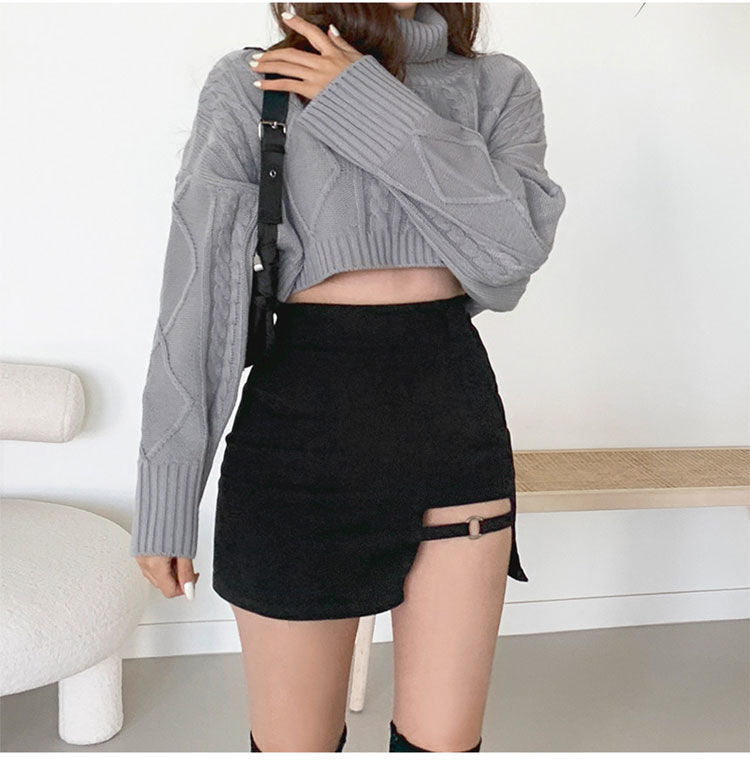 Black Skirt, Hip-Covering Skirt, Female Summer Sexy Sexy Short Skirt, Petite Design, High-Waisted Skirt, Trendy Autumn and Winter