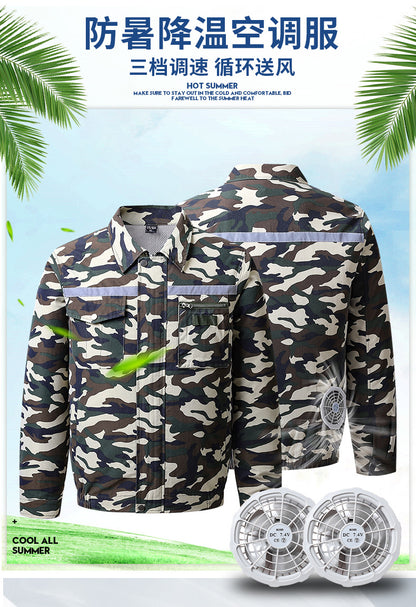 Summer Air Conditioning Clothing Clothes with Three Fans Heatstroke Prevention and Cooling Work Clothing for Men's Construction Site Heatstroke Prevention and Refrigeration Labor Protection Clothing