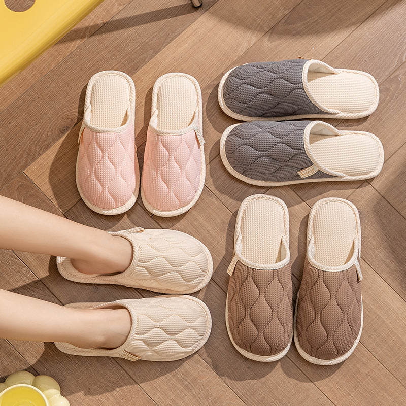 Spring and Autumn Cotton Slippers for Women, All Seasons, Winter, Indoor Home Use, Cotton and Linen Non-Slip Home Couple Wholesale Hemp Slippers for Men