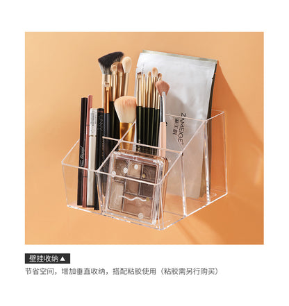 Pen Holder Desktop Stationery Storage Box Transparent Acrylic Multifunctional Student Pen Holder Office Note Pad Organizer Box