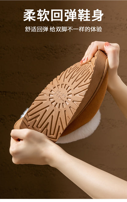 Cotton Slippers for Women in Autumn and Winter, Warm Outer Wear, Thick-Soled Velvet, Non-Slip Bags, Comfortable Home Indoor High-Heeled Cotton Shoes