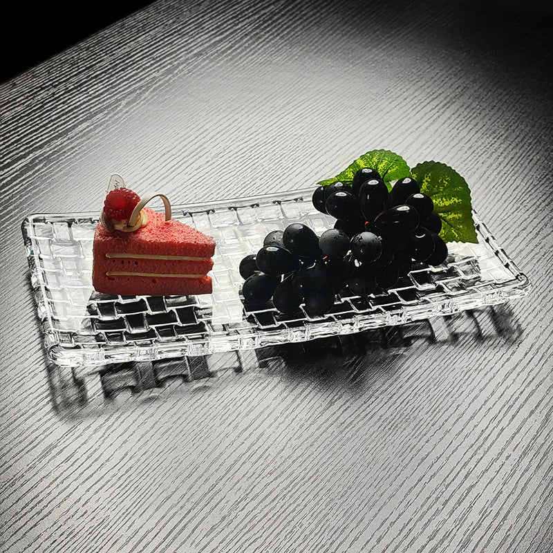 Crystal Glass Tray Fruit Tray Transparent Fruit Tray Classy Classy Rectangular Afternoon Tea Tray Classy Classy