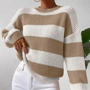 Cross-Border European and American Clothing Pure Color V Neck Long Sweater Dress Autumn and Winter Fashion Elegant Cable Bottoming Knitted Dress