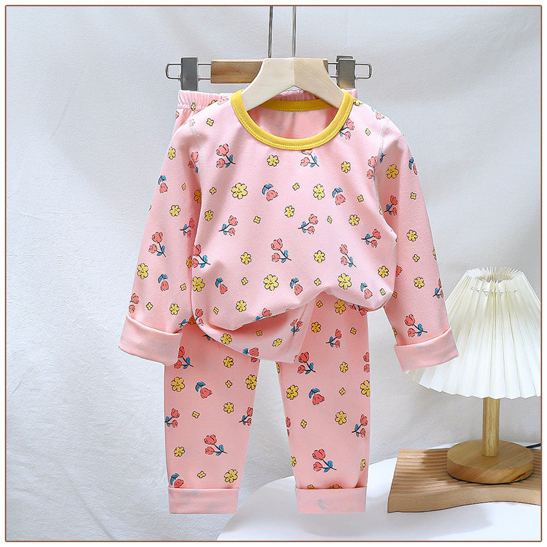 Children's Pajamas suit 2024 Autumn Baby Lycra Underwear Boys Home Clothes Girls Autumn Clothes Pants Children's Clothing Wholesale
