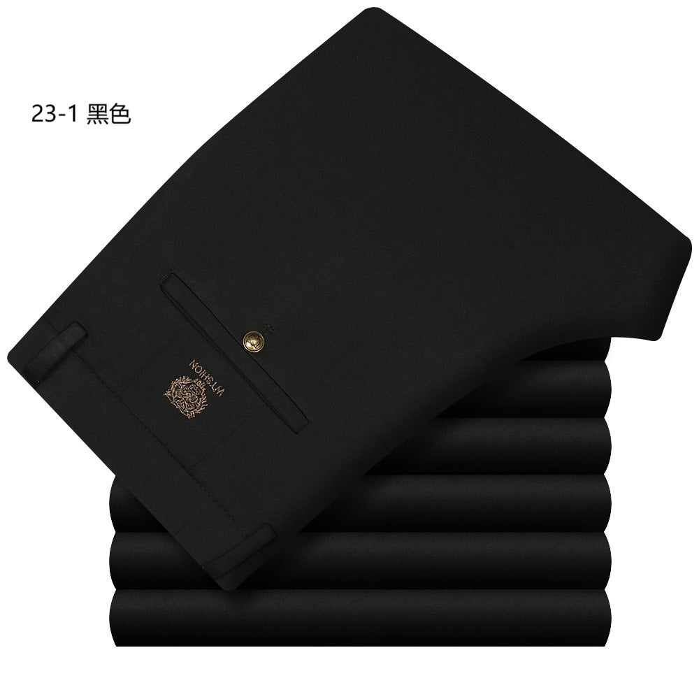 Wholesale Tiger Head Embroidered Stretch Pants Men's Casual Long Pants Men's Black Thin Straight Business Dress Pants