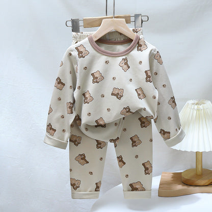 Children's Pajamas suit 2024 Autumn Baby Lycra Underwear Boys Home Clothes Girls Autumn Clothes Pants Children's Clothing Wholesale