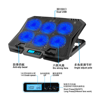 Notebook radiator base computer bracket game book 14 inch 15.6 inch portable fan air-cooled silent speed regulation