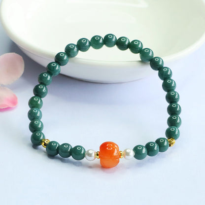 Guan Yu Natural Grade a Jadeite Blue Water Bracelet Golden Silk Jade Bracelet Live Broadcast Temple Hot Sale Wholesale S5070602
