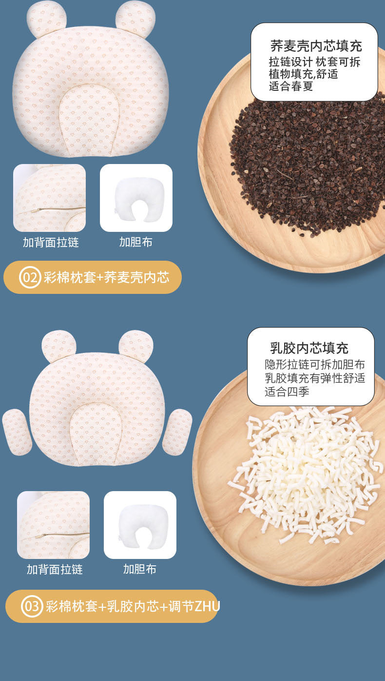 Baby Pillow, Baby Latex Pillow, Washable Imitation Eccentric Head Correction Head Shape, Breathable Newborn Shaping Pillow, Available in All Seasons