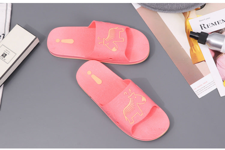 Summer Pvc Bathroom Slippers Home Cartoon Couple Slippers Indoor Cute Bath Non-Slip Sandals Women's Stall