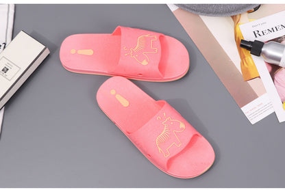 Summer Pvc Bathroom Slippers Home Cartoon Couple Slippers Indoor Cute Bath Non-Slip Sandals Women's Stall