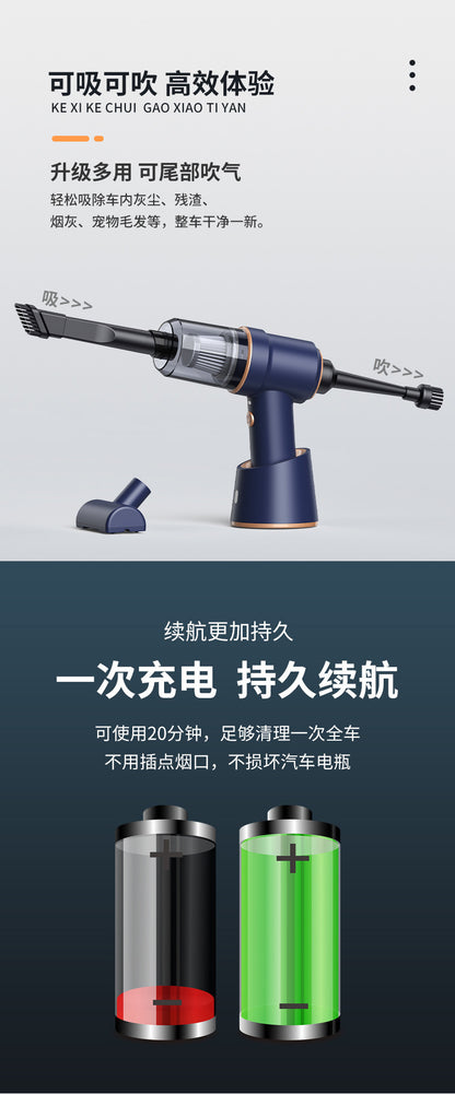 Car-Mounted Wireless Dust Blower Vacuum Cleaner, Portable Handheld Small High-Suction Car Vacuum Cleaner, All-In-One Blowing and Suction Machine for Cars
