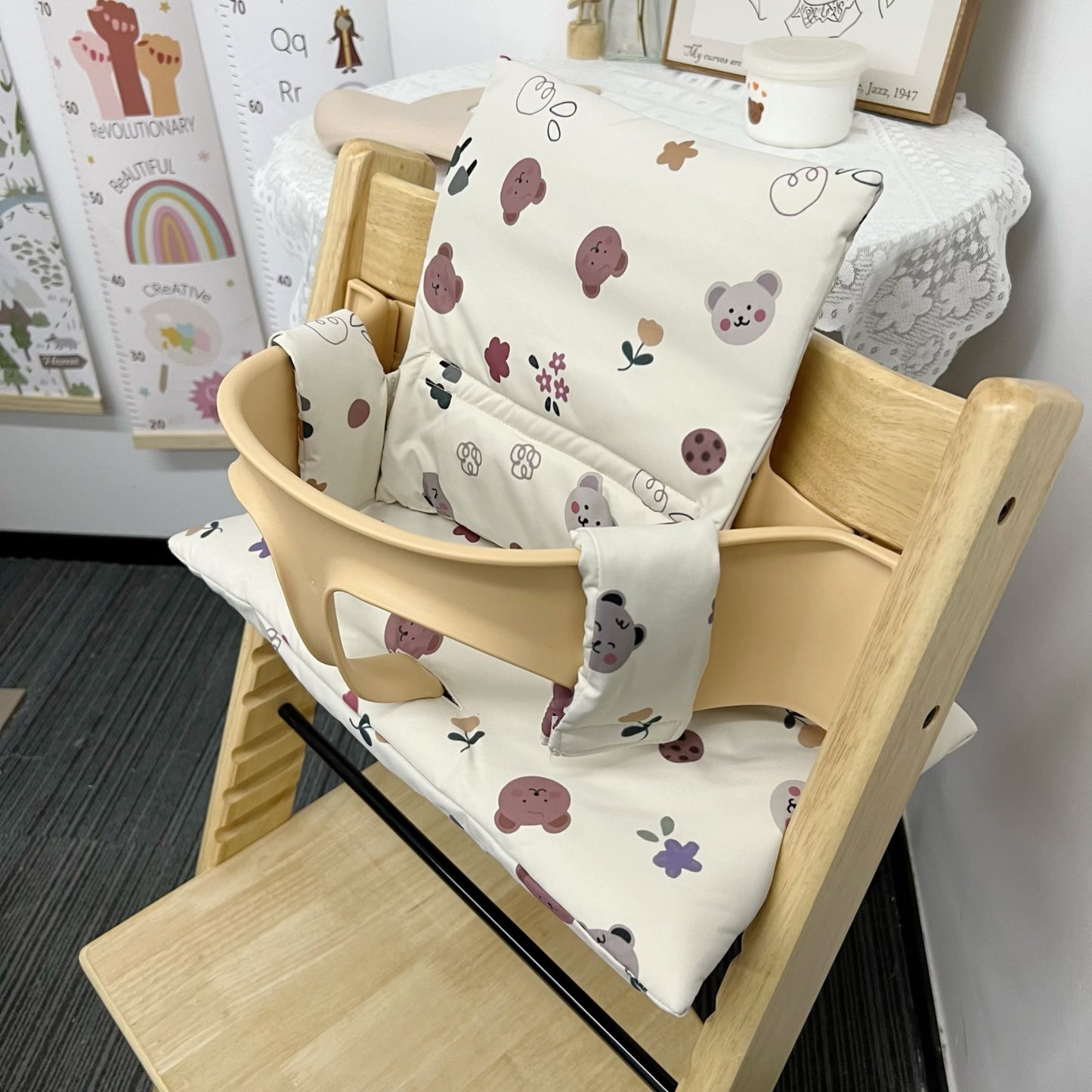 Ins Nordic Style Baby Dining Chair Children's Growth Chair Cushion Baby Dining Chair Cushion Waterproof and Urine-proof Sitting
